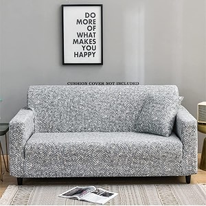 house of quirk universal single seater sofa cover big elasticity cover for couch flexible 140 gsm sofa slipcover graphic grey 90-145cm