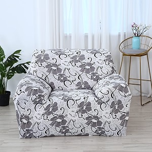 house of quirk universal single seater sofa cover big elasticity cover for couch flexible 140 gsm sofa slipcover white grey flower 90-145cm