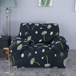 house of quirk universal single seater sofa cover big elasticity cover for couch flexible 140 gsm sofa slipcover black leaflet 90-145cm