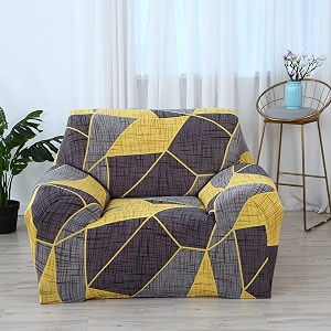 house of quirk universal single seater sofa cover big elasticity cover for couch flexible 140 gsm sofa slipcover grey yellow prism 90-145cm