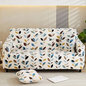 house of quirk universal single seater sofa cover big elasticity cover for couch flexible 140 gsm sofa slipcover white leaf 90-145cm