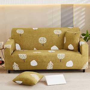 house of quirk universal single seater sofa cover big elasticity cover for couch flexible 140 gsm sofa slipcover mustard flower 90-145cm