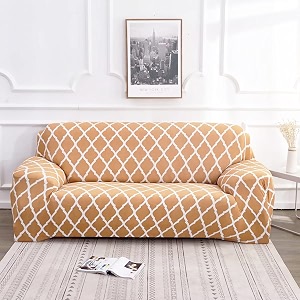 house of quirk universal single seater sofa cover big elasticity cover for couch flexible 140 gsm sofa slipcover beige diamond 90-145cm