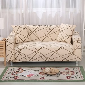 house of quirk universal single seater sofa cover big elasticity cover for couch flexible 140 gsm sofa slipcover beige line 90-145cm