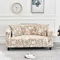 House of Quirk Universal Single Seater Sofa Cover Big Elasticity Cover for Couch Flexible 140 GSM Sofa Slipcover (Cream/White Flower, 90-145cm)