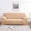 House of Quirk Universal Single Seater Sofa Cover Big Elasticity Cover for Couch Flexible 140 GSM Sofa Slipcover (Beige Diamond, 90-145cm)