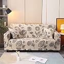 House of Quirk Universal Single Seater Sofa Cover Big Elasticity Cover for Couch Flexible 140 GSM Sofa Slipcover (Cream Brown Flower, 90-145cm)