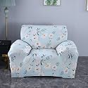 House of Quirk Universal Single Seater Sofa Cover Big Elasticity Cover for Couch Flexible 140 GSM Sofa Slipcover (Pastel Green Flower, 90-145cm)
