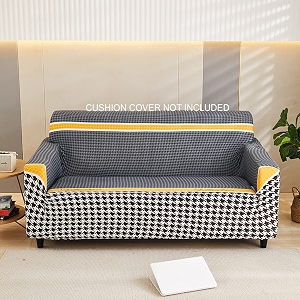 house of quirk universal triple seater sofa cover big elasticity cover for couch flexible 140 gsm sofa slipcover black handstooth 185-230cm