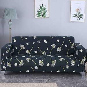 house of quirk universal triple seater sofa cover big elasticity cover for couch flexible 140 gsm sofa slipcover black leaflet 185-230cm