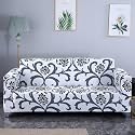 House of Quirk Universal Triple Seater Sofa Cover Big Elasticity Cover for Couch Flexible 140 GSM Sofa Slipcover (White/Grey Demask, 185-230cm)