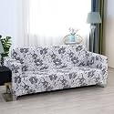House of Quirk Universal Triple Seater Sofa Cover Big Elasticity Cover for Couch Flexible 140 GSM Sofa Slipcover (White Grey Flower, 185-230cm)