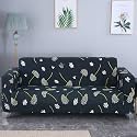 House of Quirk Universal Triple Seater Sofa Cover Big Elasticity Cover for Couch Flexible 140 GSM Sofa Slipcover (Black Leaflet, 185-230cm)