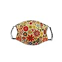 The House of tara - Pale Yellow Multicolour Three Layer Woven Fabric Outdoor Protection Reusable Face Mask with Printed Design for Men and Women
