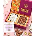 HyperFoods® Rakhi For Brother Sweets Gift Pack Dodha Barfi Kaju Katli 200g each Raksha Bandhan Gift Hamper Earth &amp; Sky Rakhi Set of 3 with Roli &amp; Rice