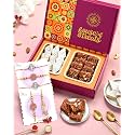 HyperFoods® Sweets Gift Pack Dodha Barfi Kaju Katli 200g each Rakhi with Sweets Raksha Bandhan Gifts Flowers Ganesha Rakhi Set of 5 with Roli &amp; Rice