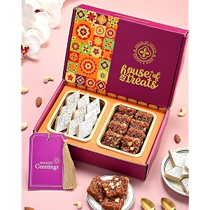 house of treats sweets gift box sweets hamper sweets gift pack sweets box pack of 2 dodha barfi kaju katli