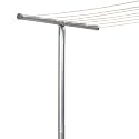 Household Essentials Steel Outdoor Clothesline T‑Post, Galvanized Single Post with Crossbar and Eyelet Screws, Silver Finish