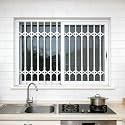 Household Folding Window Grilles with Adjustable Locking Bar White 90x100CM/35.4x39.4IN Easy to Install, Made of Aluminum Alloy, Folding Design, Suitable for Homes, Patio Doors, and Apartments.