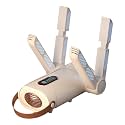 Household portable shoe dryer, multi-functional digital display timed shoe dryer, fully automatic shoe drying and heating device, 4 straight arms, quick drying. (Khaki)