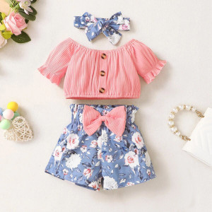 HouseOfCommon Baby Girls PartyFestive Top Shorts Hairband