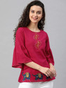 HouseOfCommon Casual Printed Women Pink Top