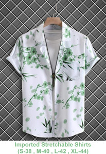 HouseOfCommon Men Printed Casual Green Shirt