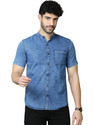 HouseOfCommon Men Solid Casual Blue Gold Shirt