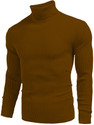 HouseOfCommon Men Solid High Neck Brown Sweater