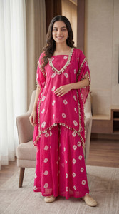 HouseOfCommon Women Kaftan Palazzo Ethnic Jacket Set