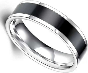 houseoftrendzz sleek silver plated mens band ring stainless steel unisex ring pack of 1 piece stainless steel sterling silver black silver plated ring