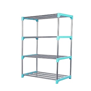 houseomatic stainless steel multifunctionalmultipurpose storage shelvesrackstand for homeofficekitchenbalconybathroomstudy room cyan blue 4 layer