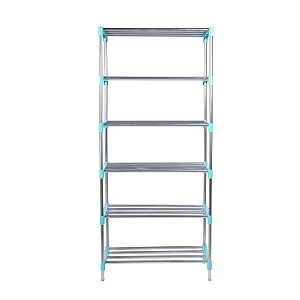 houseomatic stainless steel multifunctionalmultipurpose storage shelvesrackstand for homeofficekitchenbalconybathroomstudy room cyan blue 6 layer
