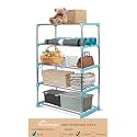 HOUSEOMATIC Stainless Steel Multifunctional/Multipurpose Storage Shelves/Rack/Stand for Home/Office/Kitchen/Balcony/Bathroom/Study Room (Cyan Blue) (5 Layer)