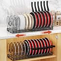 Housolution 2 Pack Pot and Pan Lid Organizer Holder Storage Rack, Black