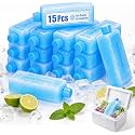 Housoutil Small Ice Packs for Lunch Box, 15Pcs Reusable Freezer Blocks for Air Conditioner Cooler, Slim Portable AC Water Chiller Box, Hard Shell Ice Pack for Lunch Bag Fan Cooler