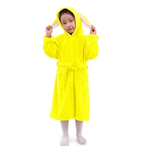 housse bunny kids unisex coral fleece hooded bathrobe 360 gsm soft thick with hoodie and belt amp cute ears  highly absorbent lightweight amp warm  75 cm  7-10 years