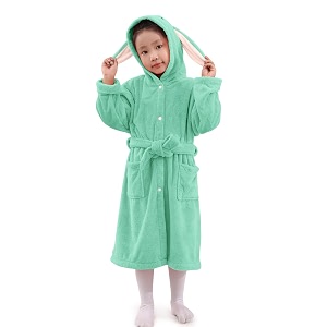 housse bunny kids unisex coral fleece hooded bathrobe 360 gsm soft thick with hoodie and belt amp cute ears  highly absorbent lightweight amp warm  75 cm  7-10 years