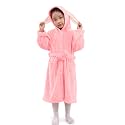HOUSSE Bunny Kids Unisex Coral Fleece Hooded Bathrobe| 360 GSM Soft, Thick with Hoodie And Belt & Cute Ears | Highly Absorbent, Lightweight & Warm | 75 cm | 7-10 Years