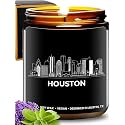 Houston Candle, Thoughtful Houston Themed Gifts for Men & Women, Unique Skyline and City Souvenirs for Her & Him, Best Sentimental Gifts for Moving Away, Ideal for Birthday, Christmas, Gift-Ready
