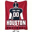 Houston Throw Blanket Personalized Name and Number Gifts for Men Women Kids Flannel Tapestry