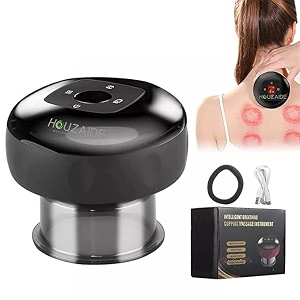 houzaide smart dynamic cupping therapy set - vacuum therapy machine cellulite remover with 6 massage modes heating therapy with suction 6 gear black father day gift option