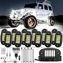 Hovano 12 Pods 6500K Pure White Rock Light Kit with Wired Switch