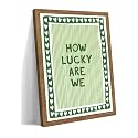 How Lucky Are We Wall Art, Vintage Green Inspirational Canvas Wall Decor Painting, Trendy Preppy Stripe Quotes Posters Prints Pictures for Bedroom Dorm Apartment Decor 16x24 Inch Framed