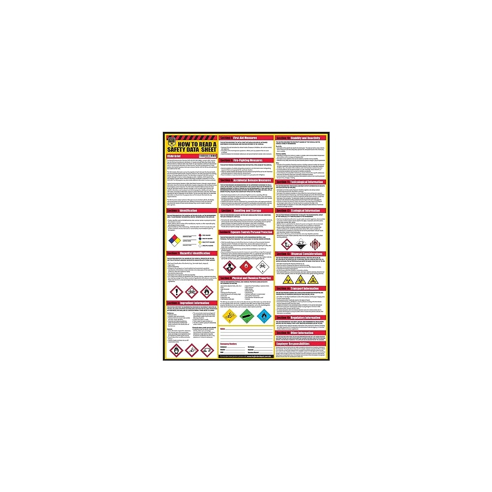 Reading Msds How To Read A Safety Data Sheet (SDS /MSDS) Poster, 24 x 33 Inch, UV ...