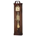 Howard Miller Chateau Floor Clock, Lockable Glass Door Wood Finish Adjustable Home Decor, Stationary Blue Moon Phase Chime Silence Option for Dining Area or Office Swan-Neck Pediment