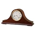 Howard Miller Christopher Mantel Clock – Hardwood Table Clock, Quartz Movement, Westminster Chime, Brass Bezel, Roman Numerals, Battery Powered