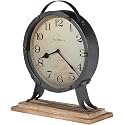Howard Miller Gravelyn Mantel Clock II, Analog Display Battery Operated Metal Clock with Wooden Base, Easy to Read for Living Room, Bedroom, Shelf Decoration, Fireplace, Farmhouse Decor