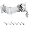 HOWDIA 3 Inch Keyed Door Lock Hasp Latch, Stainless Steel Heavy Duty Cabinet Locks with Keys, Fit for 90/180 Degree Install, Double Hinge Hasp for Cabinets, Barn Doors