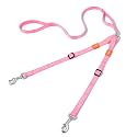 HOWGO Double Dog Leash,Tangle-Free 360 Swivel(Pink, Pro S-M w.Handle)